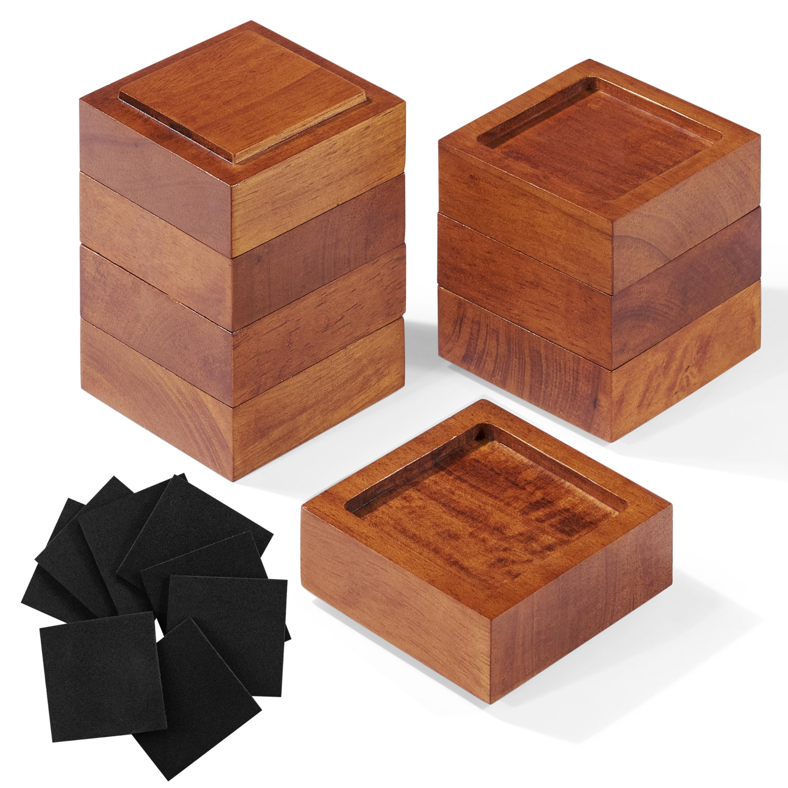 Fasonla Bed Risers (Set Of 8) Furniture Risers Lifts Height 1', 2' Or 3', Solid Natural Wood Risers For Bed, Furniture, Table