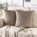 Phantoscope Pack Of 2 Velvet Decorative Throw Decorative Pillow Cover Soft Solid Square Cushion Case For Couch Taupe 22 X 22 Inc