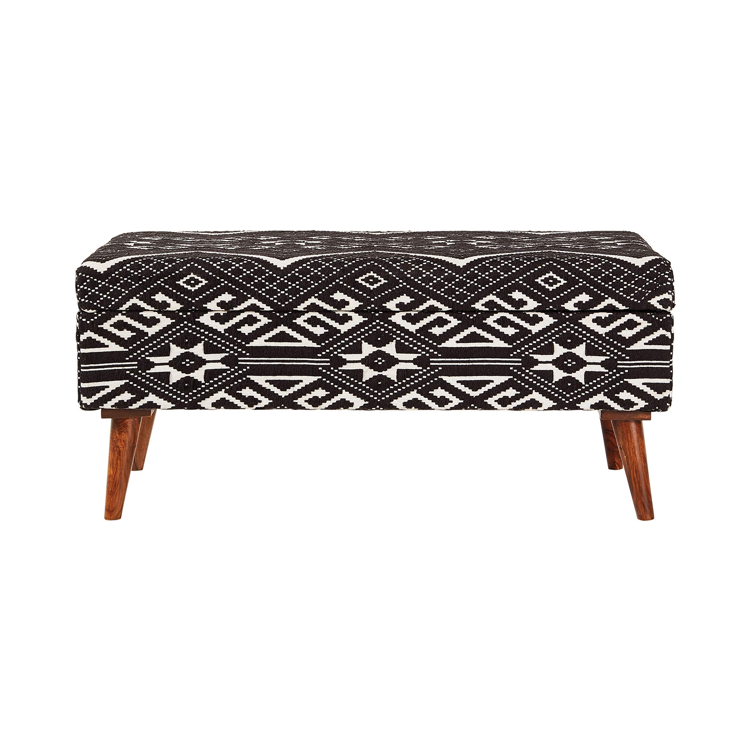 Coaster Furniture Upholstered Black and White Storage Bench 918490