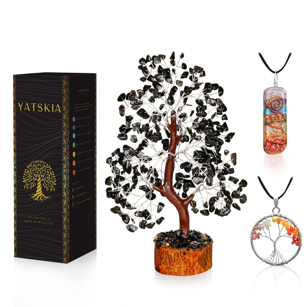 Black Tourmaline Gemstone Tree - Crystal Tree, Chakra Tree - Crystal Tree of Life, Gem Tree, Bonsai Tree, Tree of Life Decor, Fe