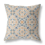 HomeRoots Gray Light Orange Broadcloth 20â€ Gray Orange Paisley Indoor Outdoor Throw Pillow