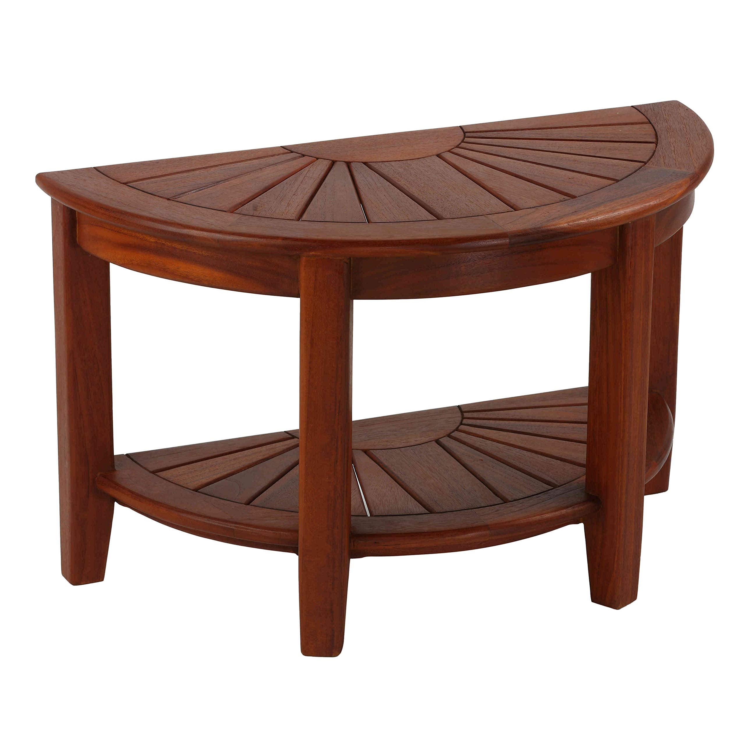 Bare Decor Chesser Half Circle Bench In Solid Teak Wood, 17' High, Brown