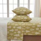 4 Piece 100% Turkish Cotton California King Winter Lodge Flannel Sheet Set | Cotton Printed Bedding Sheets & Pillowcases | Doubl