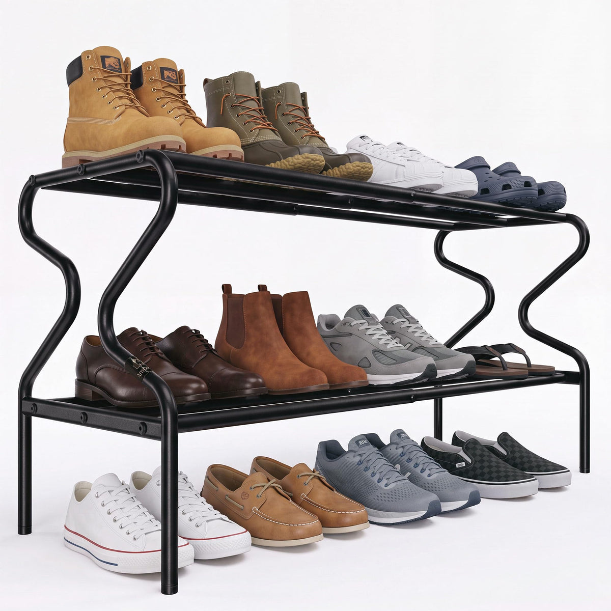 Amoowis Expandable Shoe Rack for Closet, 2Tier Metal Shoe Shelf, Sturdy