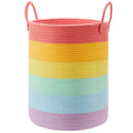 MOJOSCEND Rainbow Laundry Basket Hamper for Kids, 15Dx20H inches Clothes Hamper for Girls Room, Toy Hamper Storage