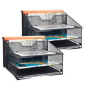 Samstar 2 Pack Mesh Desk File Organizer Letter Tray Holder, Desktop File Folder Holder With 3 Paper Trays And 2 Vertical Upright