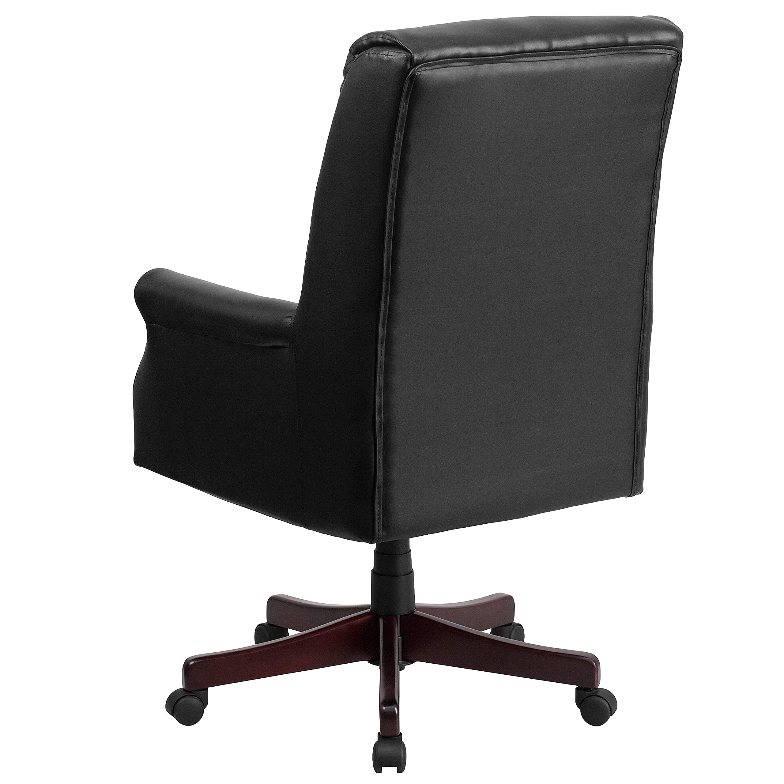 Flash Furniture Hansel High Back Pillow Back Black LeatherSoft Executive Swivel Office Chair with Arms