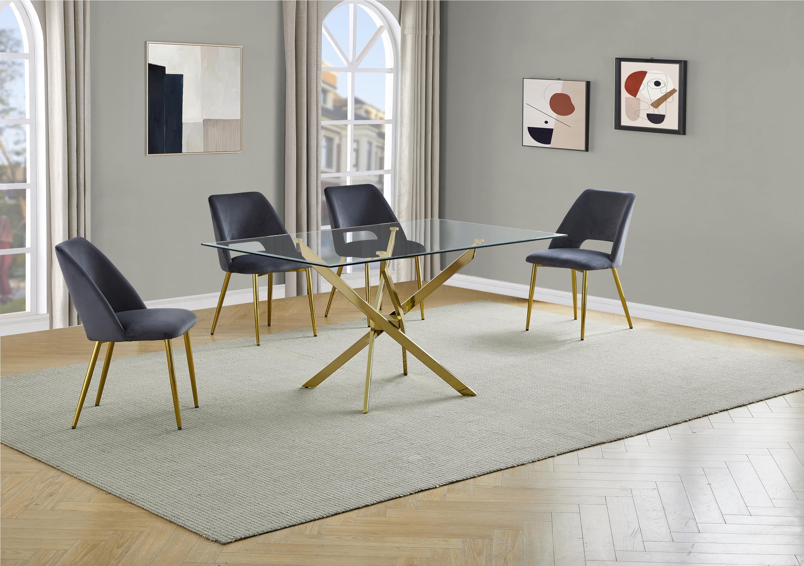 Best Quality Furniture D234-Sc226/7/8/9 Dining Set, 5-Piece, Dark Gray