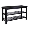 Finnhomy 3-Tier Shoe Rack Bench Cushion. Holds Up to 400 lb Rack, for Entryway, Bedroom, Hallway, Accent Furniturn, Elegant Blac