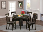 East West Furniture BOCA5-CAP-LC 5 Piece Dining Room Table Set Includes a Round Wooden Table and 4 Faux Leather Kitchen Dining Chairs, 42x42 Inch, Cappuccino