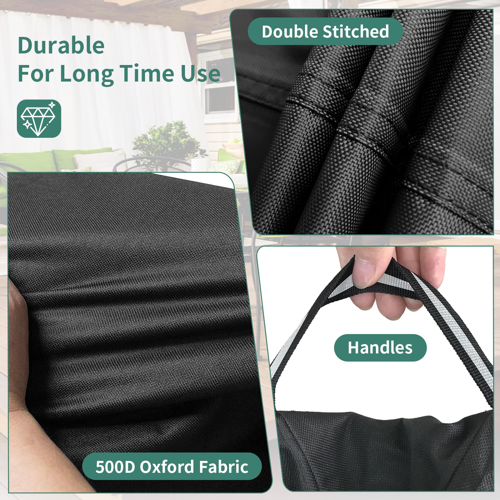 Outdoor Furniture Cover Waterproof, Round Patio Table Cover, Heavy Duty 500D Outdoor Table And Chairs Covers, Covers For Patio D