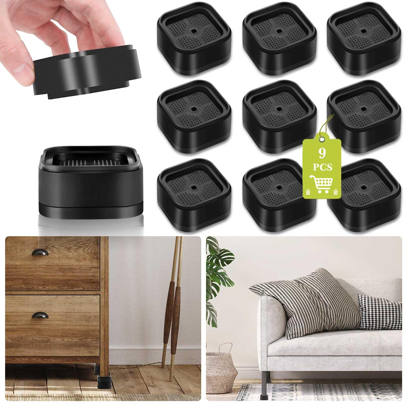 Yookwutar 9 Pack Furniture Risers 1 Inch, Adjustable Bed Risers Heavy Duty For Table Desk Couch Chair Sofa Cabinet Bed Legs Dorm