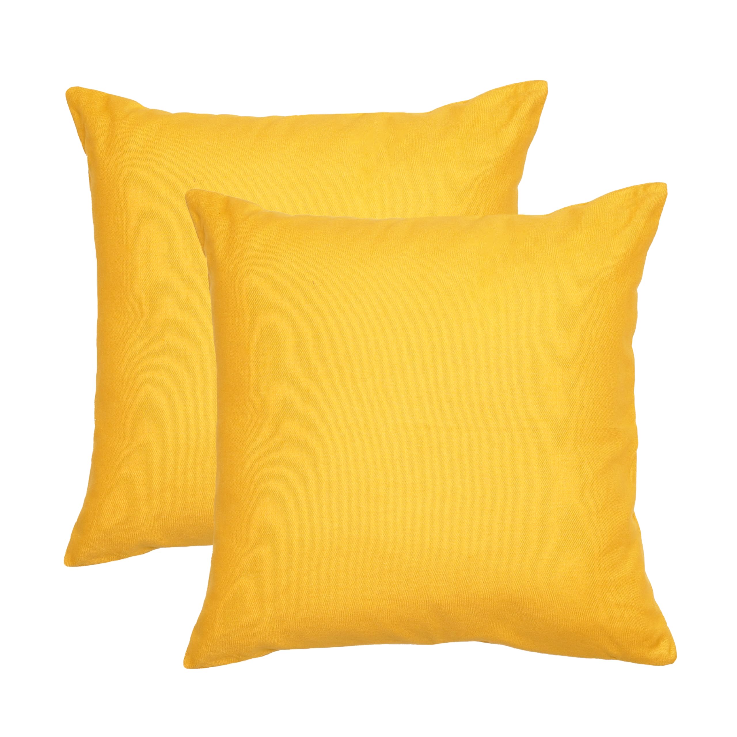 Rely+ Cotton Throw Pillow Covers 20X20 Inchs Set Of 2 Yellow Decorative Zippered Cases For Couch Bedroom Sofa Farmhouse Living R