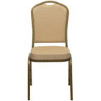 Flash Furniture 01Agh20124E Crown Back Stacking Banquet Chair, Beige Fabric, 2.5 Seat, Gold Frame