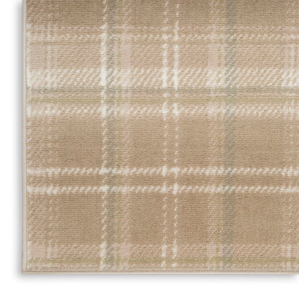 Nourison Grafix Plaid Taupe 5'3' X 7'3' Area Rug, Easy Cleaning, Non Shedding, Bed Room, Living Room, Dining Room, Kitchen (5X7)