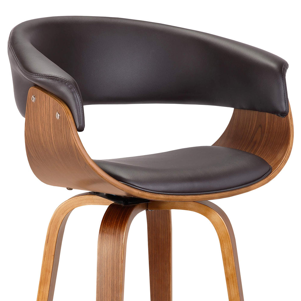Armen Living Julyssa Mid-Century Swivel Bar stool, 30", Brown