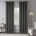 Charcoal Grey 100% Blackout Linen Curtains 80 Inches Long 2 Panels For Bedroom,Modern Farmhouse Full Black Out Room Darkening Th