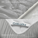 Gokotta Bamboo Rayon Fitted Sheet And Pillow Cases, Super Soft Cooling Fitted Sheet With 4 Elastic Corner Straps - 16'' Pocket F