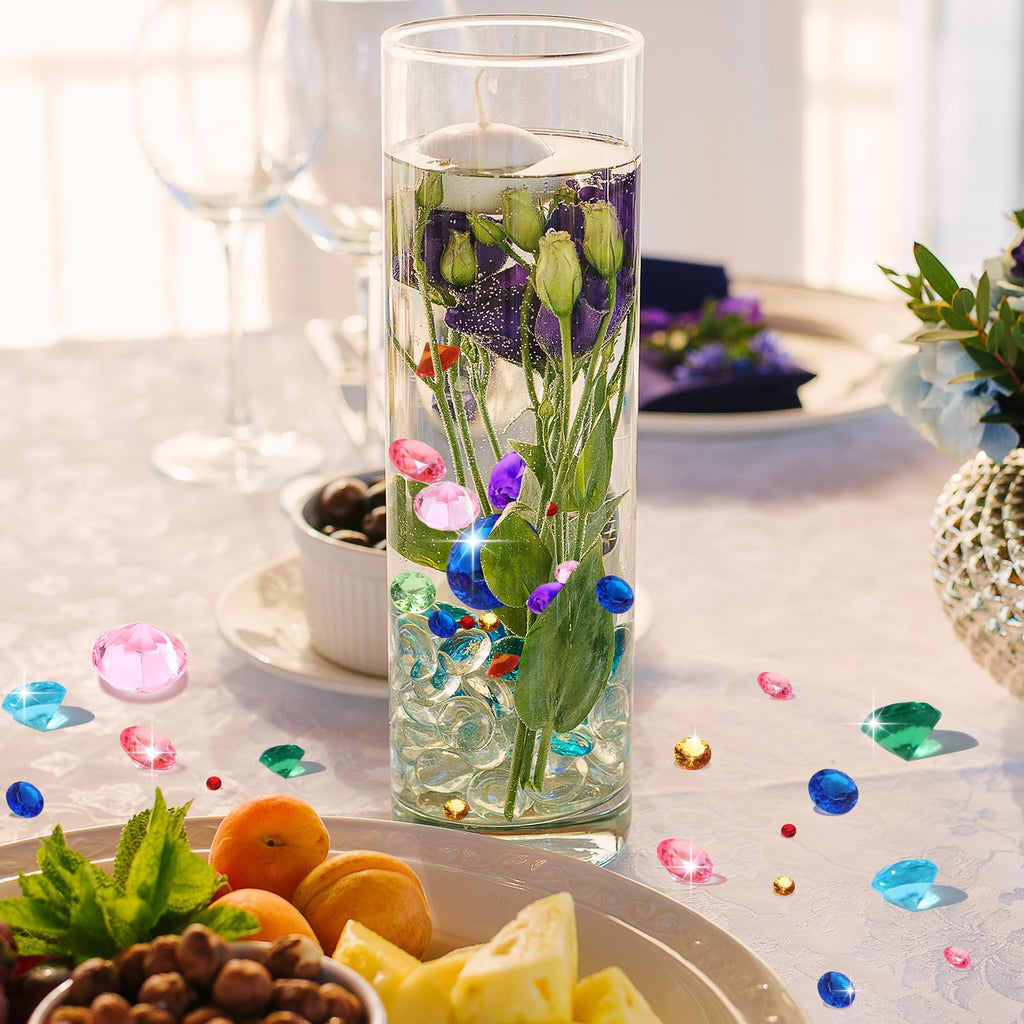 Hicarer 800 Pieces Diamond Decorations Acrylic Diamond Table Scatter Crystals For Table For Vase Fillers Party Table (Rainbow Co