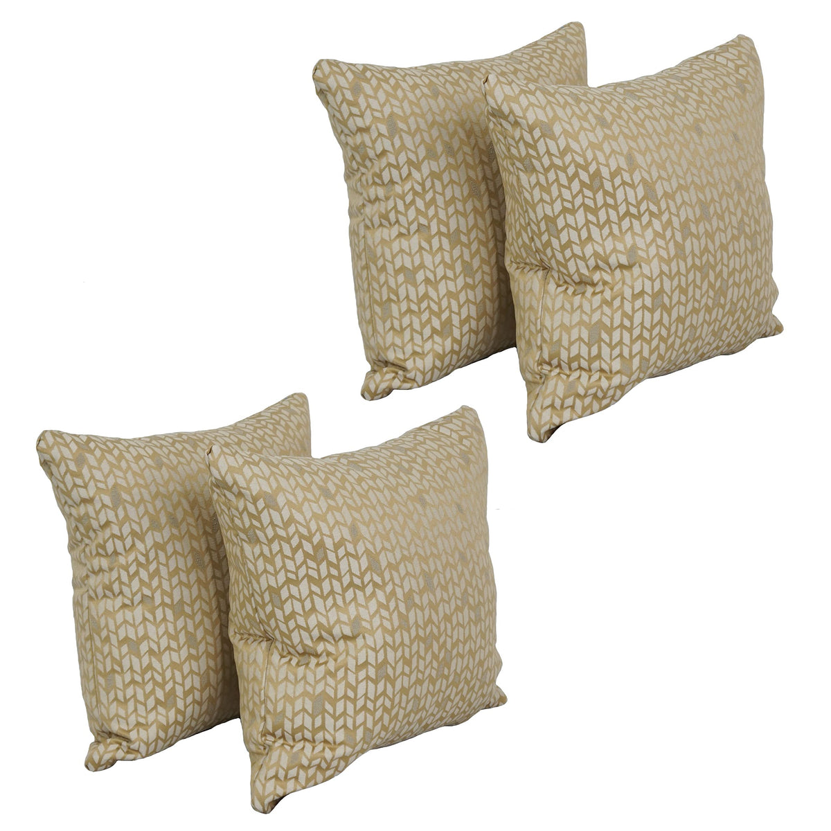 Blazing Needles Square Polyester Jacquard Throw Pillows, 17&quot;, Banyan Camel 4 Count