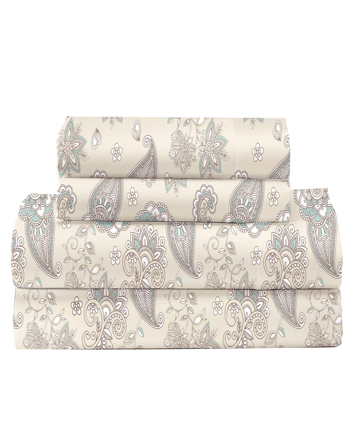 Feather & Stitch 100% Cotton King Size Sheet Set, 300 Tc Breathable & Cooling Sheets, 4 Pc Percale Weave Bedding Set, 16 ' Deep