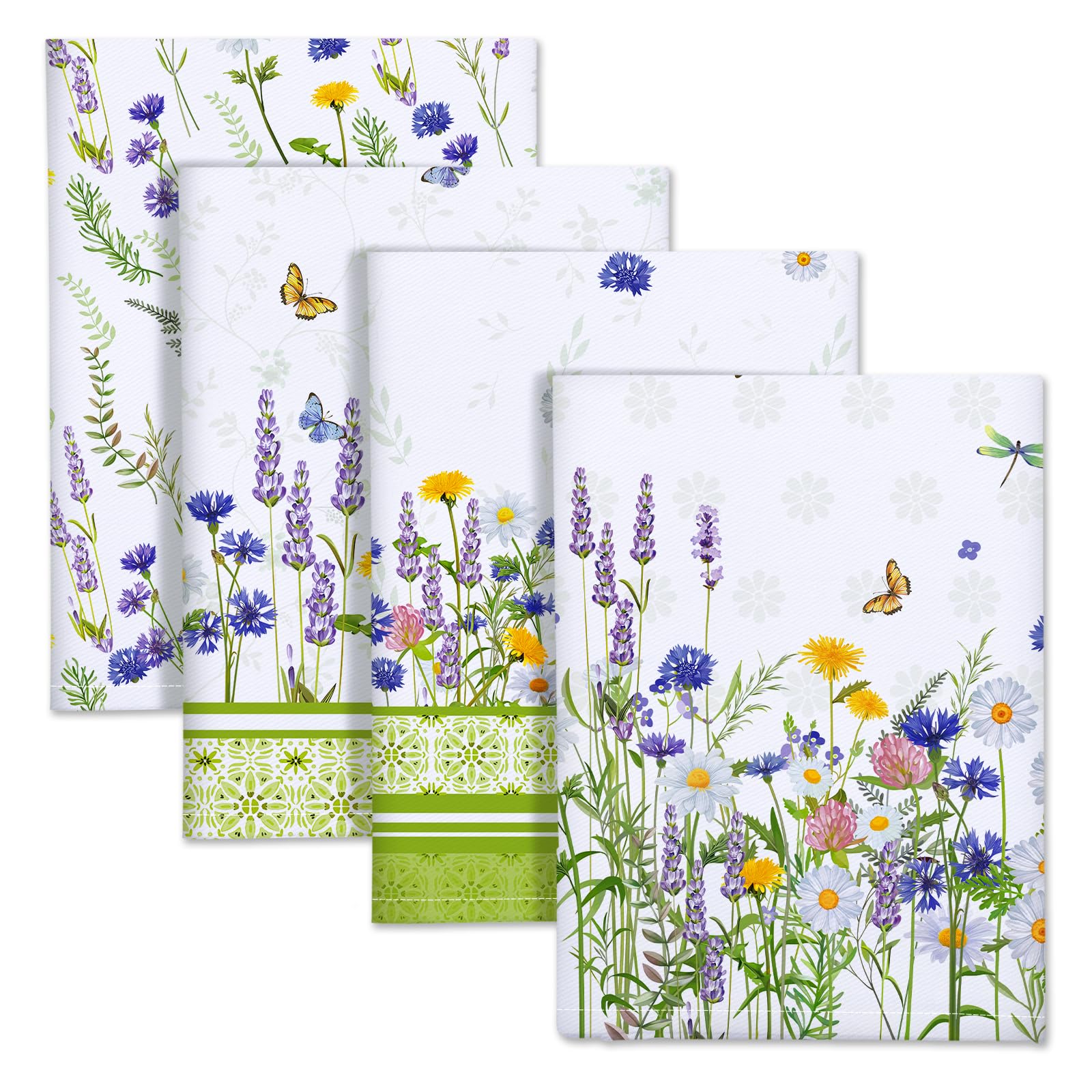 Arquiel Wildflower Kitchen Towel 100% Cotton Quick Dry Dish Towels 20 x 27.5inch, Dishcloth Hand Towels for Housewarming Gifts D