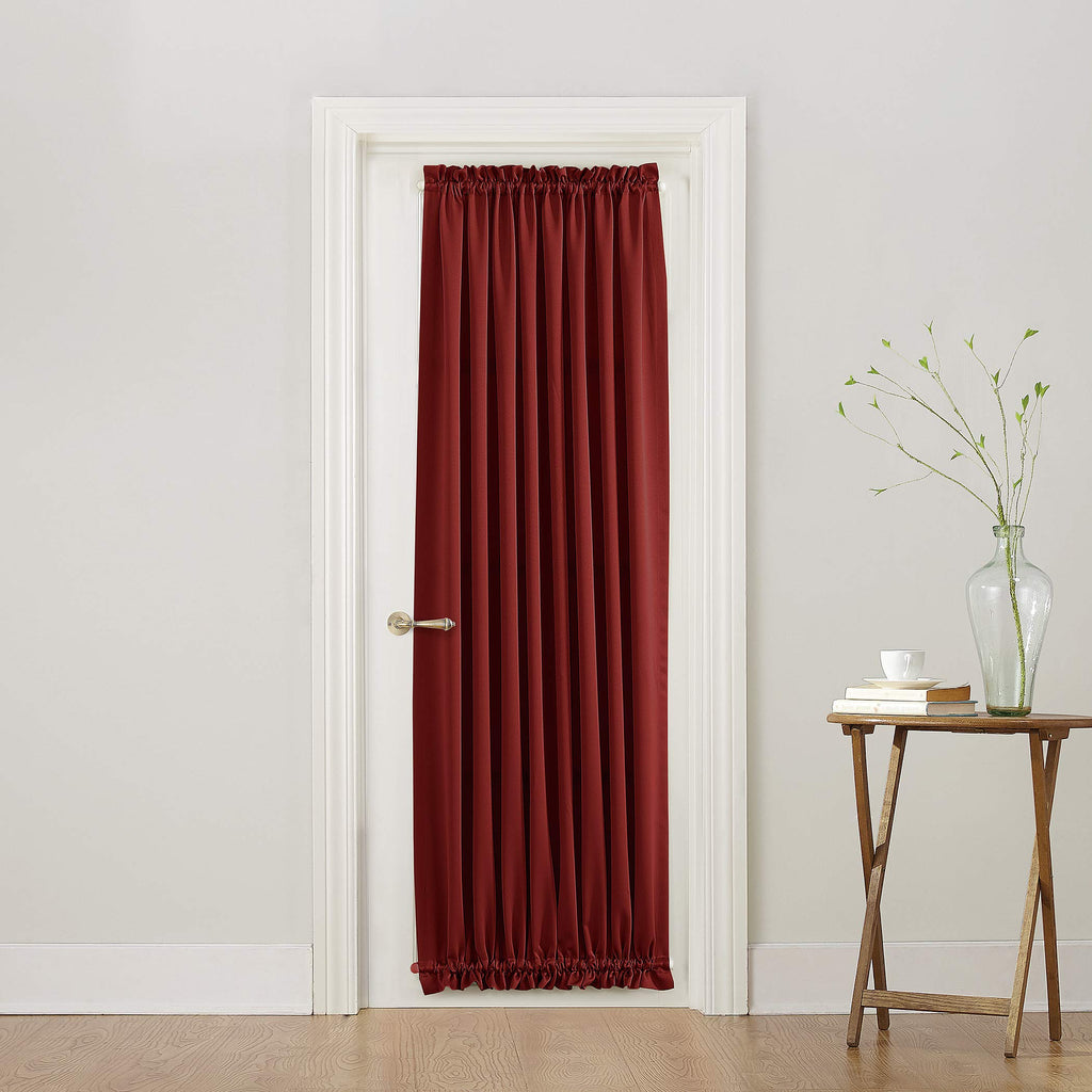 Sun Zero Barrow Energy Efficient Rod Pocket Door Curtain Panel, 54'' X 72'', Brick