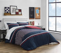 Nautica Duvet Cover Set Cotton Reversible Bedding With Matching Shams, Medium Weight For All Seasons, Queen, Mineola Red/White/N