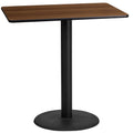 Flash Furniture Stiles 24'' x 42'' Rectangular Walnut Laminate Table Top with 24'' Round Bar Height Table Base