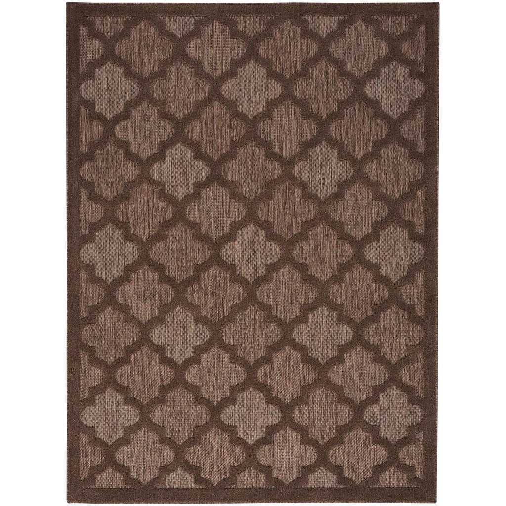 Nourison Easy Care Indoor/Outdoor Brown 6' X 9' Area Rug, Easy Cleaning, Non Shedding, Bed Room, Living Room, Dining Room, Backyard, Deck, Patio (6X9)