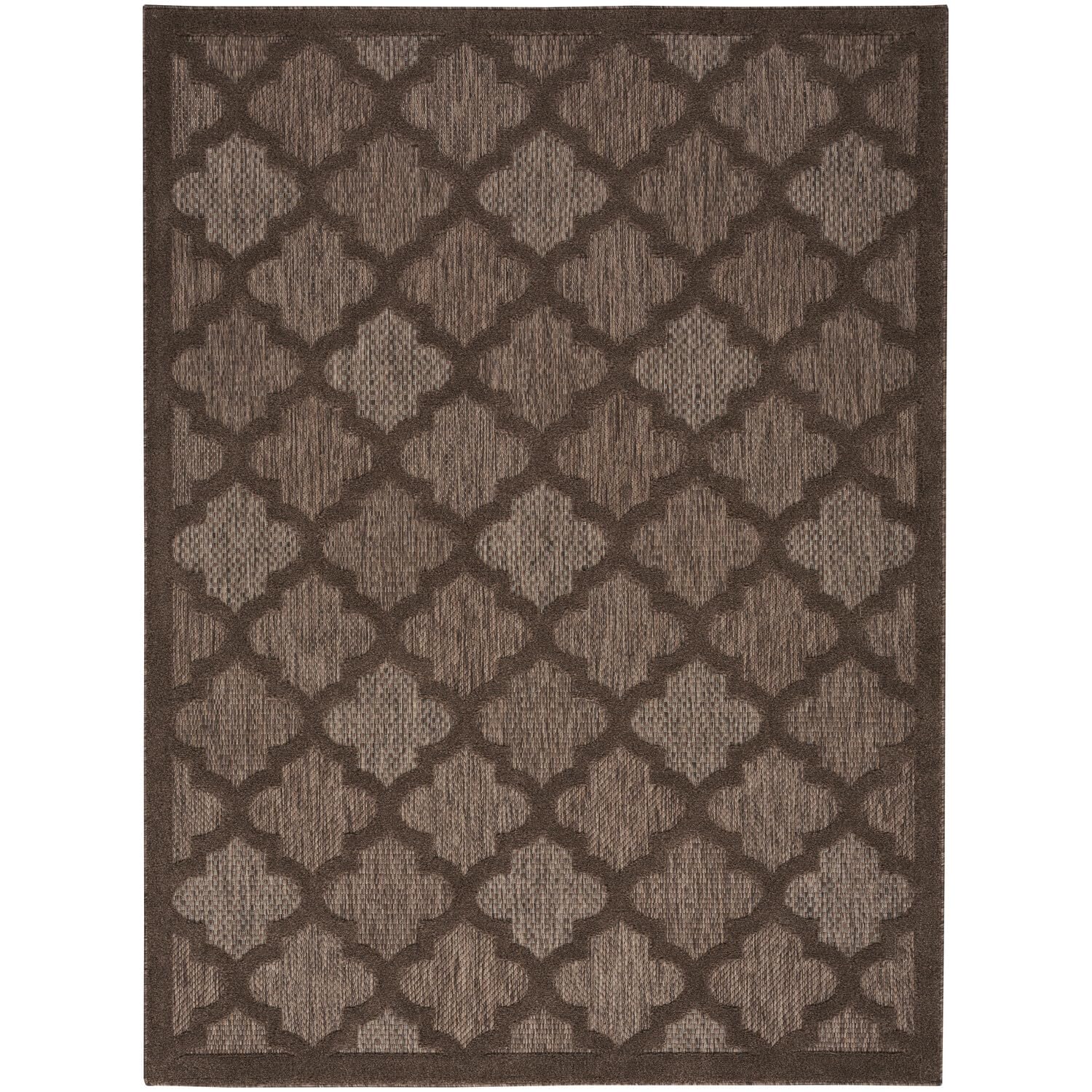Nourison Easy Care Indoor/Outdoor Brown 6' X 9' Area Rug, Easy Cleaning, Non Shedding, Bed Room, Living Room, Dining Room, Backyard, Deck, Patio (6X9)