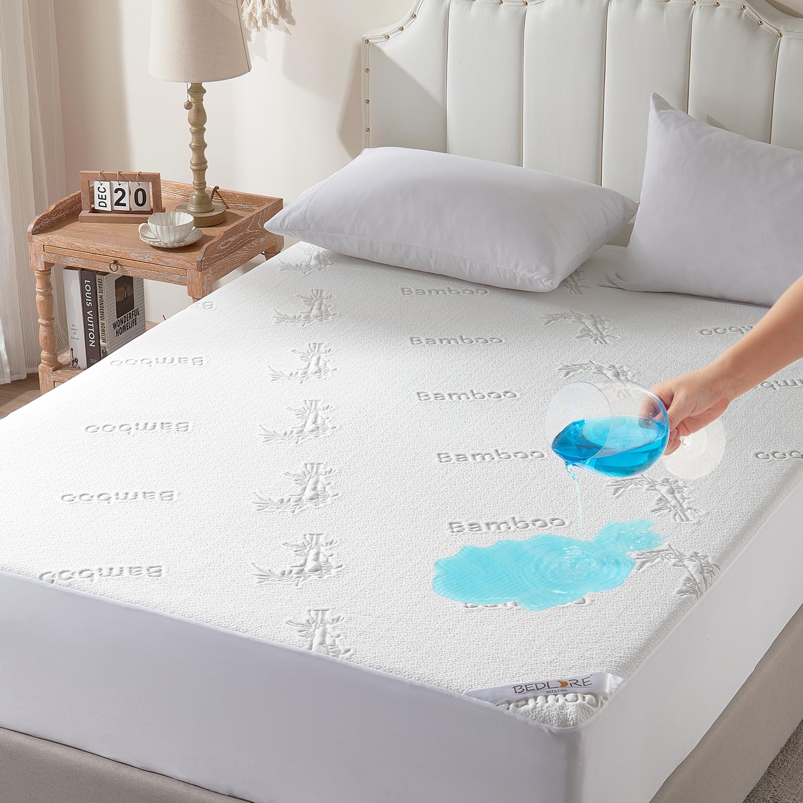 Waterproof Full Size Mattress Protector, Cooling Mattress Pad Fitted 6-18' Deep Pocket, 3D Air Fabric Soft Double Bed Mattress