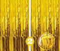 Flyloons Golden Foil Curtains For Birthday Decoration Items Pack Of 2 Baby Shower Anniversary, Marriage, Bachelorette Party Cele