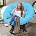 Krofem 46' Giant Oversized Rattan Papasan Chair With Cushion And Frame For Adults, Fluid 360 Swivel, Waterproof, Black Frame Wi