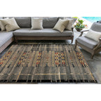 Liora Manne Marina Low Profile Durable Indoor/Outdoor Woven Rug- Tribal Stripe Black 2'7' X 4'3'