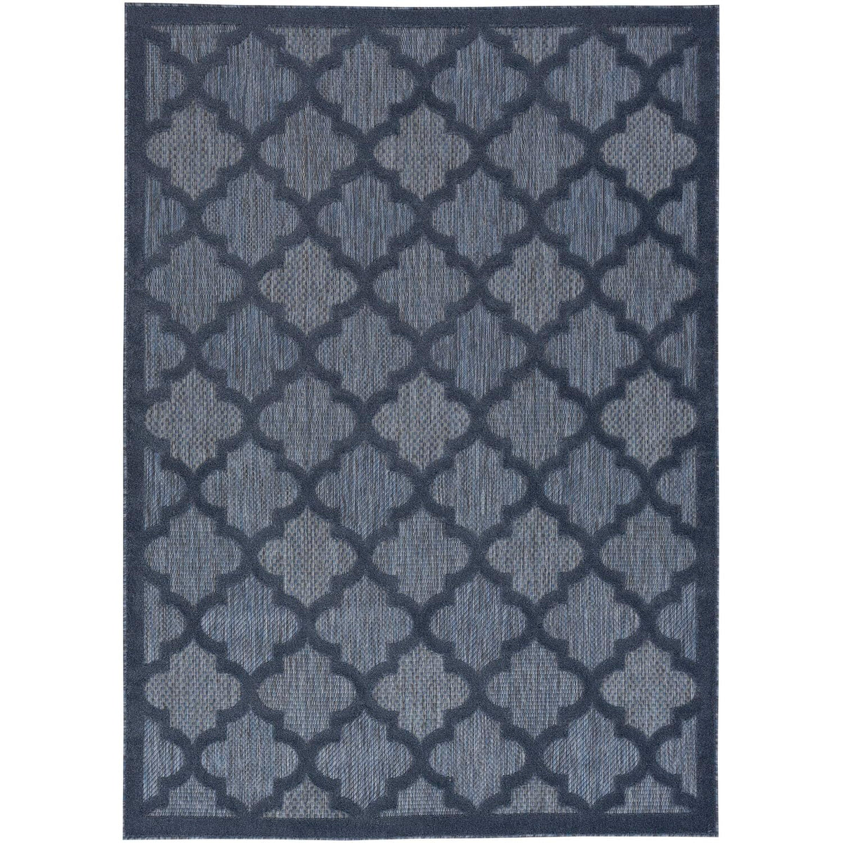 Nourison Easy Care Moroccan Navy Blue 4' X 6' Area Rug, Trellis, Easy Cleaning, Non Shedding, Bed Room, Living Room, Dining Room