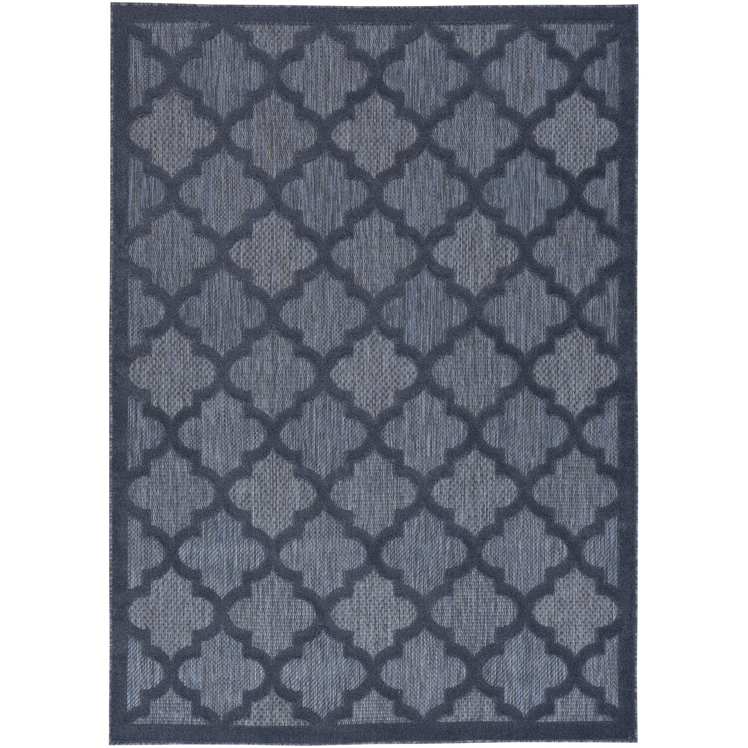 Nourison Easy Care Moroccan Navy Blue 4' X 6' Area Rug, Trellis, Easy Cleaning, Non Shedding, Bed Room, Living Room, Dining Room
