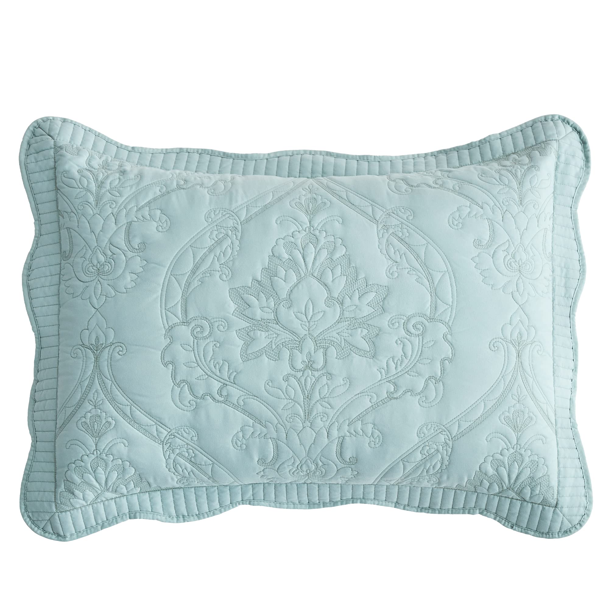 Chixin Microfiber Standard Pillow Shams Set Of 2 - Quilted Decorative Pillow Covers - Seaglass - Size (20'' X 26'')