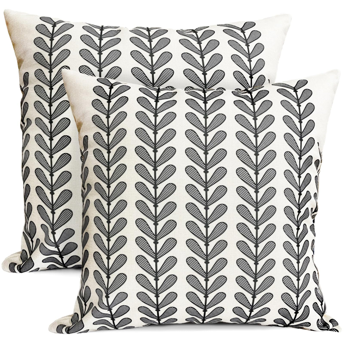 Rysmiyou Decorative Throw Pillow Covers Set Of 2 Black Pillow Covers 18X18 Inch Throw Pillow Cover Linen Pillowcase Modern Boho
