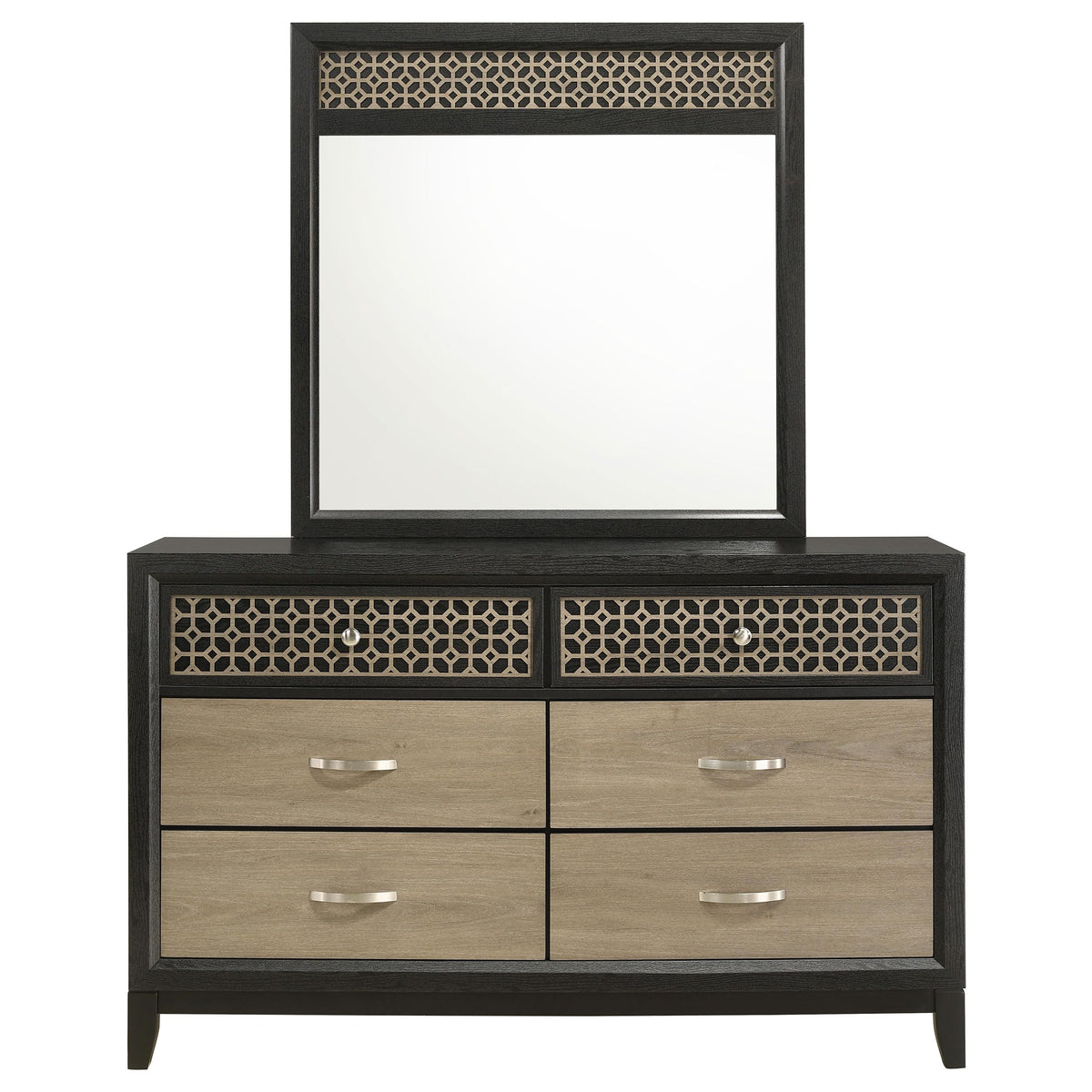 Coaster Home Furnishings Valencia Contemporary 58-inch 6-Drawer Bedroom Dresser with Mirror Bedroom Clothing Storage Cabinet Wide Chest of Drawers Organizer Unit Black 223043M