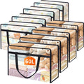 PickyanDco 8 Pack Clear Clothes Storage Bags, 60L Vinyl Blanket Storage Containers with Heavy Duty Zipper, Foldable Moving Bags,