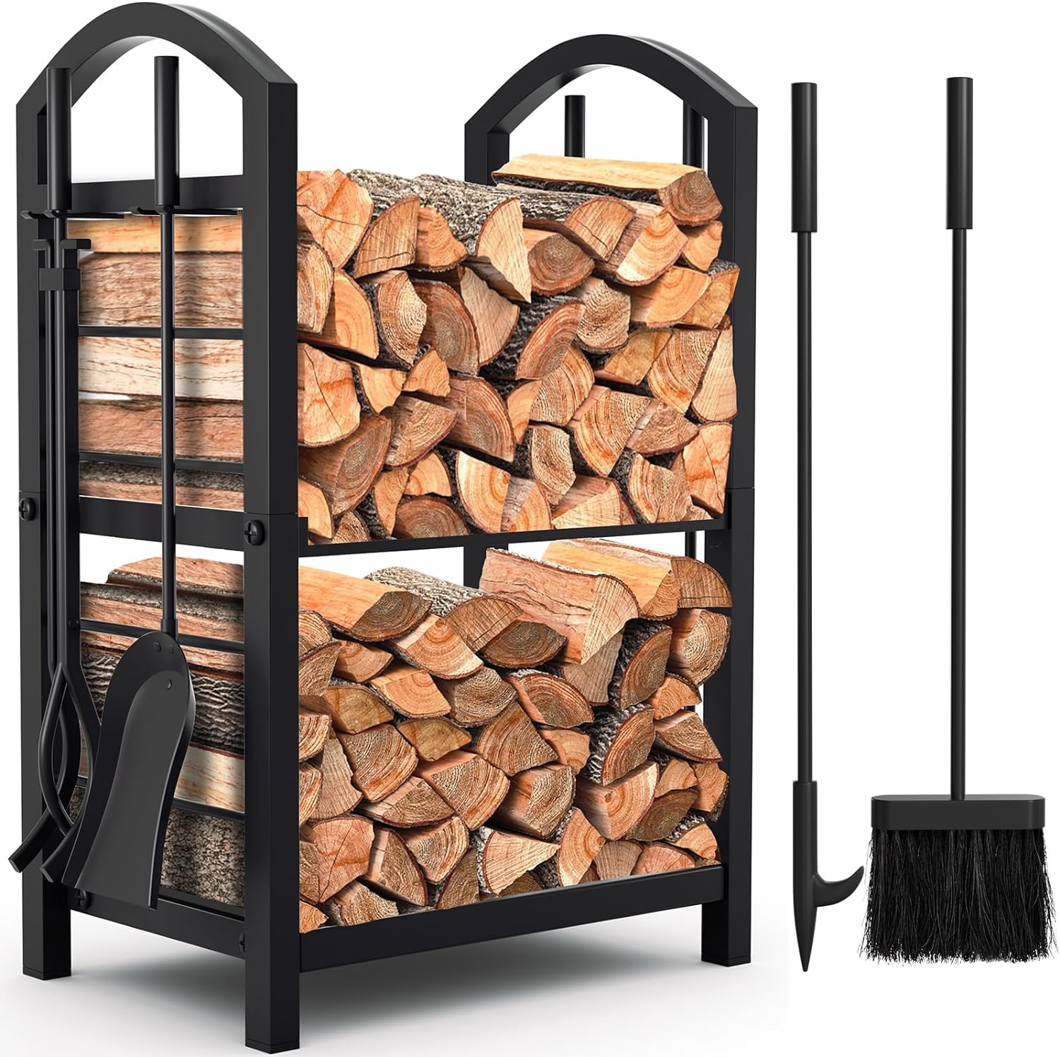 Amagabeli Garden & Home Firewood Rack Fireplace Tool Rack Indoor Wood Holders Fireplace Outdoor Log Holder Rack Lumber Storage S