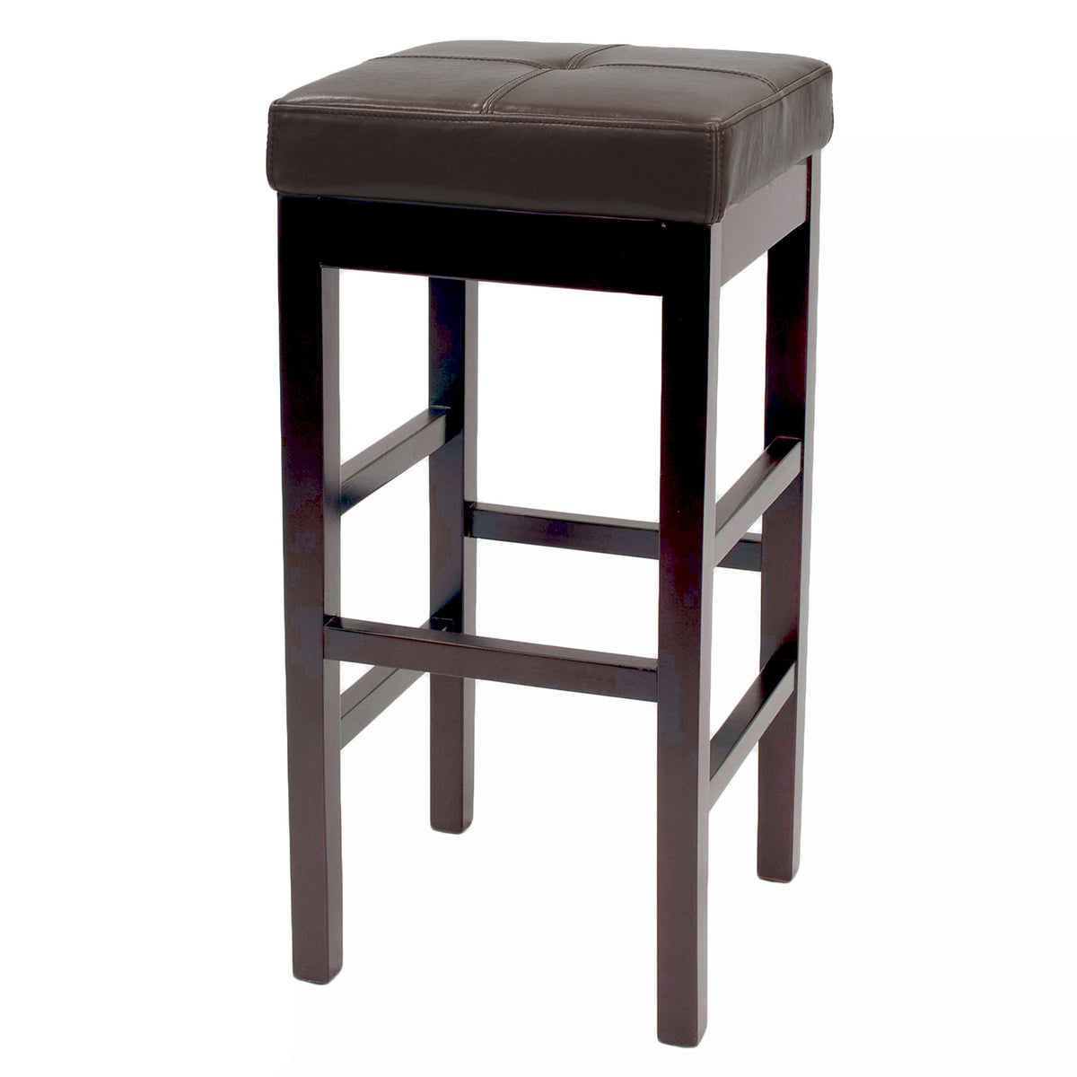 New Pacific Direct Valencia Backless Leather Counter Stool 27&quot;,Brown Legs,Brown