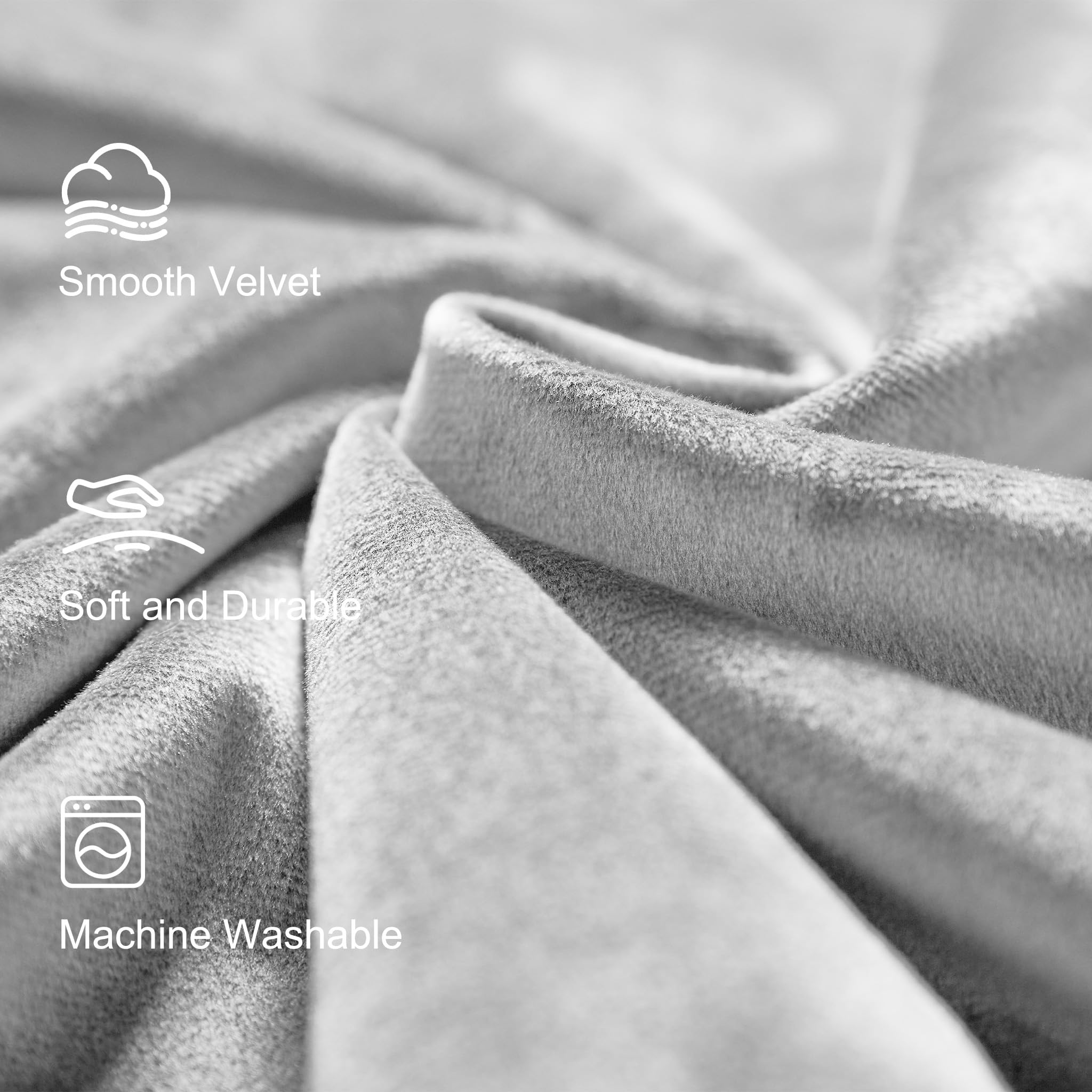 Lazzzy Light Gray Velvet Curtains Thermal Insulated Curtains 96 Inch Lenth Room Darkening Window Drapes For Bedroom Living Room Super Soft Luxury Window Treatment 2 Panels Grommet