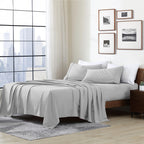 Cathay Home Essentials Ultra Soft Hypoallergenic Wrinkle Resistant Double Brushed Microfiber Bedding Sheet Set, Light Gray, Queen