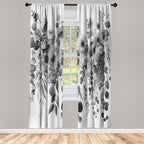 Ambesonne Grey Window Curtains Pack Of 2, Modern Illustration Of Futurist Design Leafy Floral Scene Monochrome Style, Lightweight Set & Rod Pocket, 4 Panels Of - 28' X 95', Pearl Charcoal Grey
