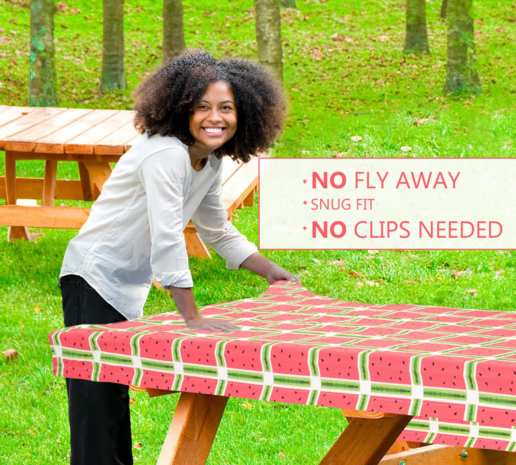 Linpro 6Ft Picnic Table Cover With Bench Covers Fitted Picnic Table Covers With Elastic Waterproof, Camping Tablecloth. Vinyl Picnic Table Tablecloth. Rv And Camping Accessories 3 Pc. Set Watermelon