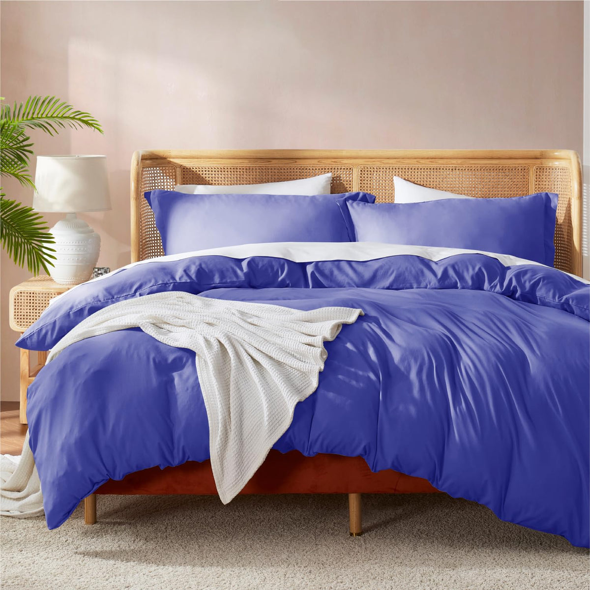 Nestl Royal Blue California King Duvet Cover Sets - Soft Double Brushed Cal King Duvet Cover, 3 Piece, With Button Closure, 1 Du
