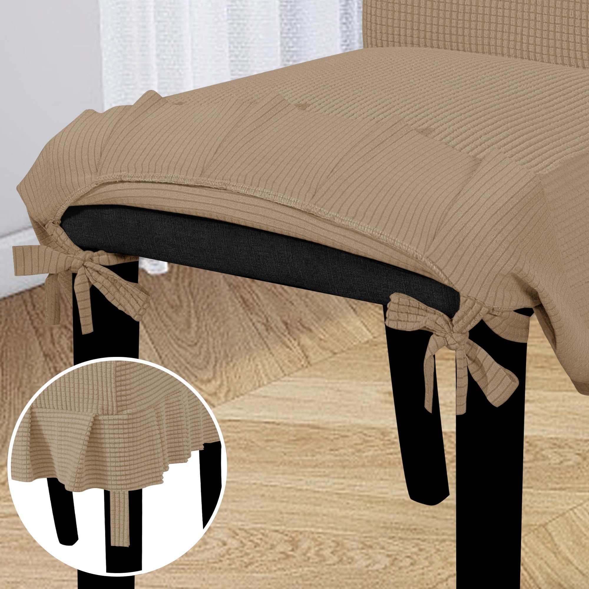 Easy-Going Dining Chair Covers Stretch Parsons Chair Slipcover With Skirt Chair Covers For Dining Room Restaurant Banquet (6 Pcs