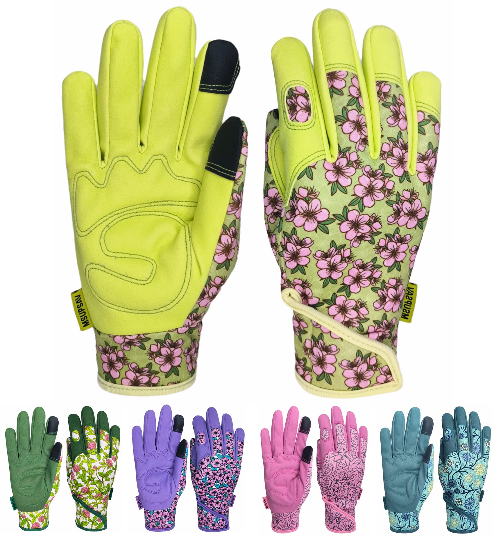 Msupsav Gardening Gloves For Women,Garden Gloves For Gardening,Work Gloves Women,Light-Weight,Gardening Tools For Women,Chartreu